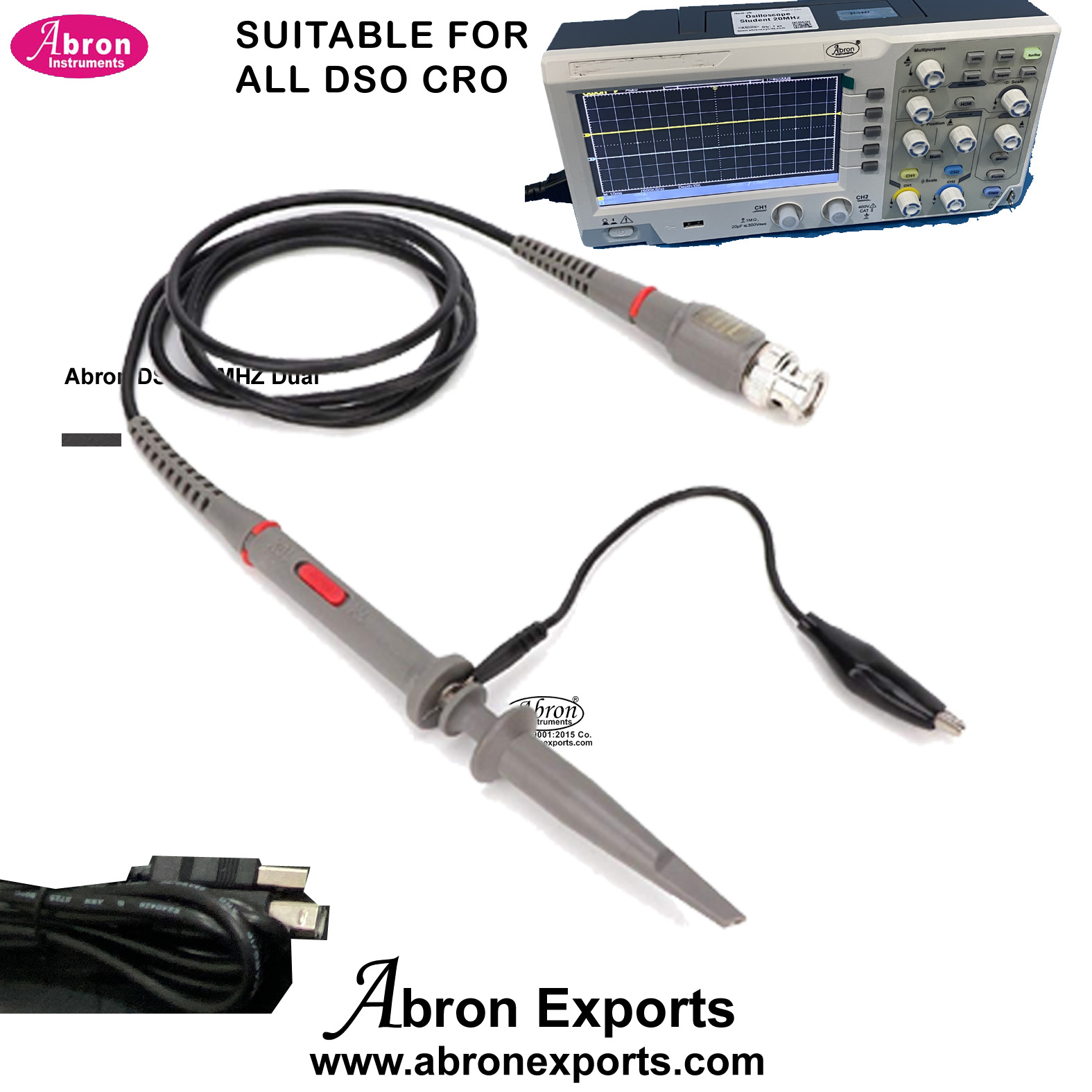 CRO Oscilloscope Probes x1 x10 Shielded BNC Crocodial Covered Clip Shielded Wire Adjustment Hook Abron AE-1344PD 